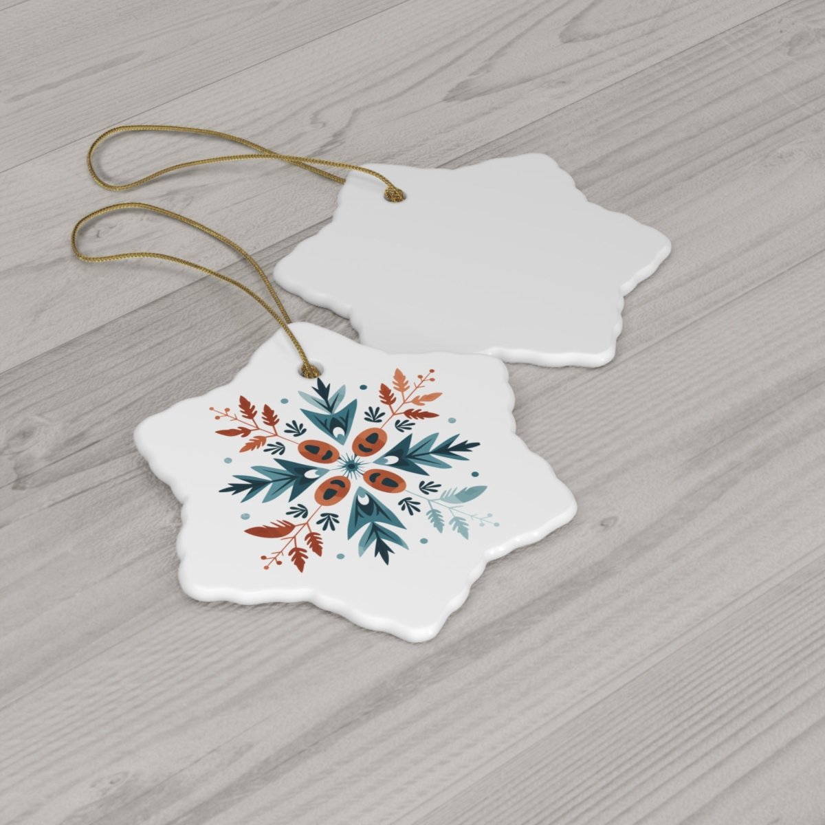 Ceramic Ornament - Scandinavian Snowflake Design