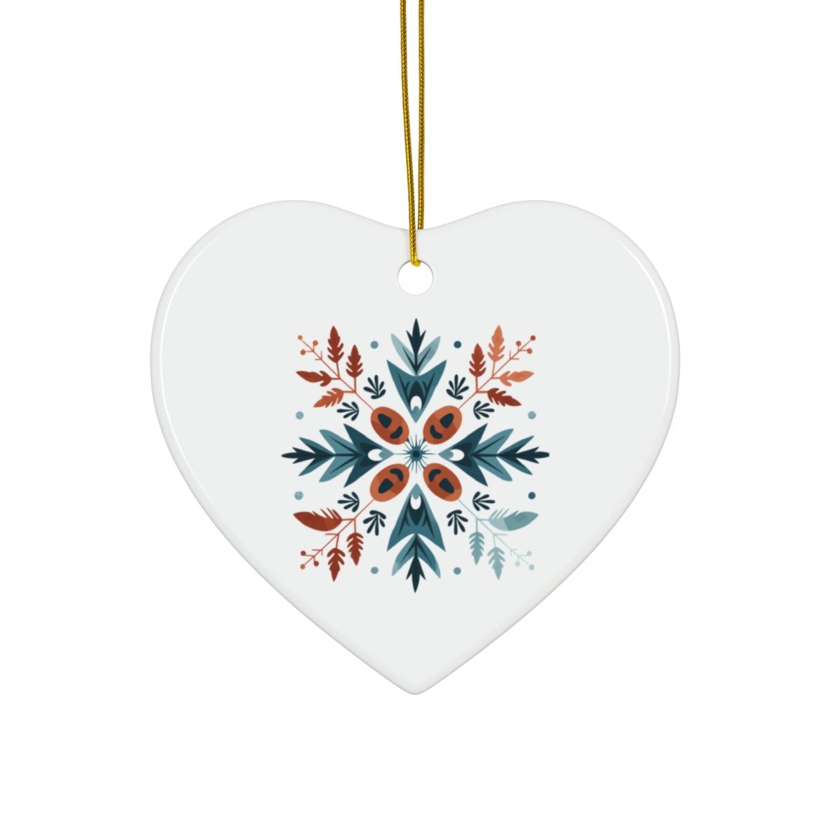 Ceramic Ornament - Scandinavian Snowflake Design