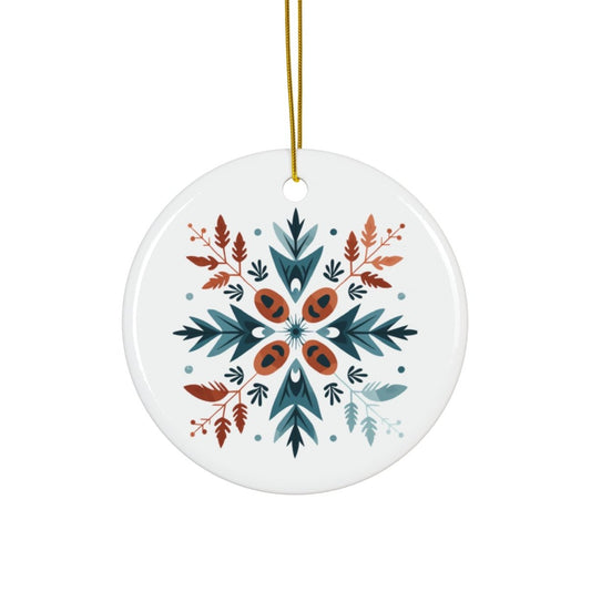 Ceramic Ornament - Scandinavian Snowflake Design