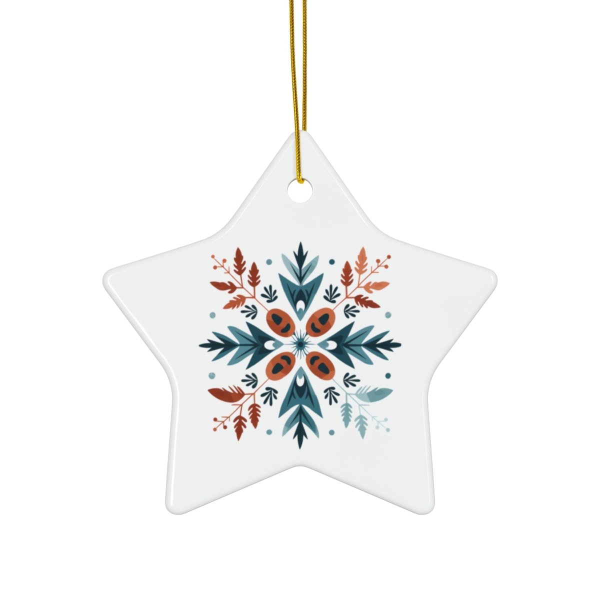 Ceramic Ornament - Scandinavian Snowflake Design