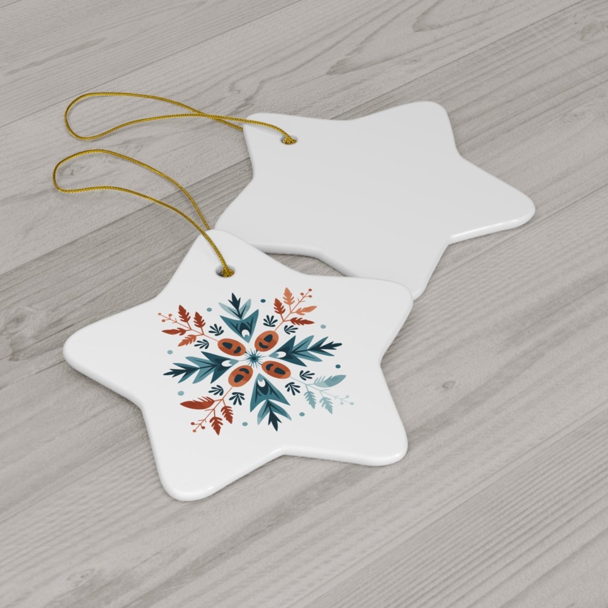 Ceramic Ornament - Scandinavian Snowflake Design