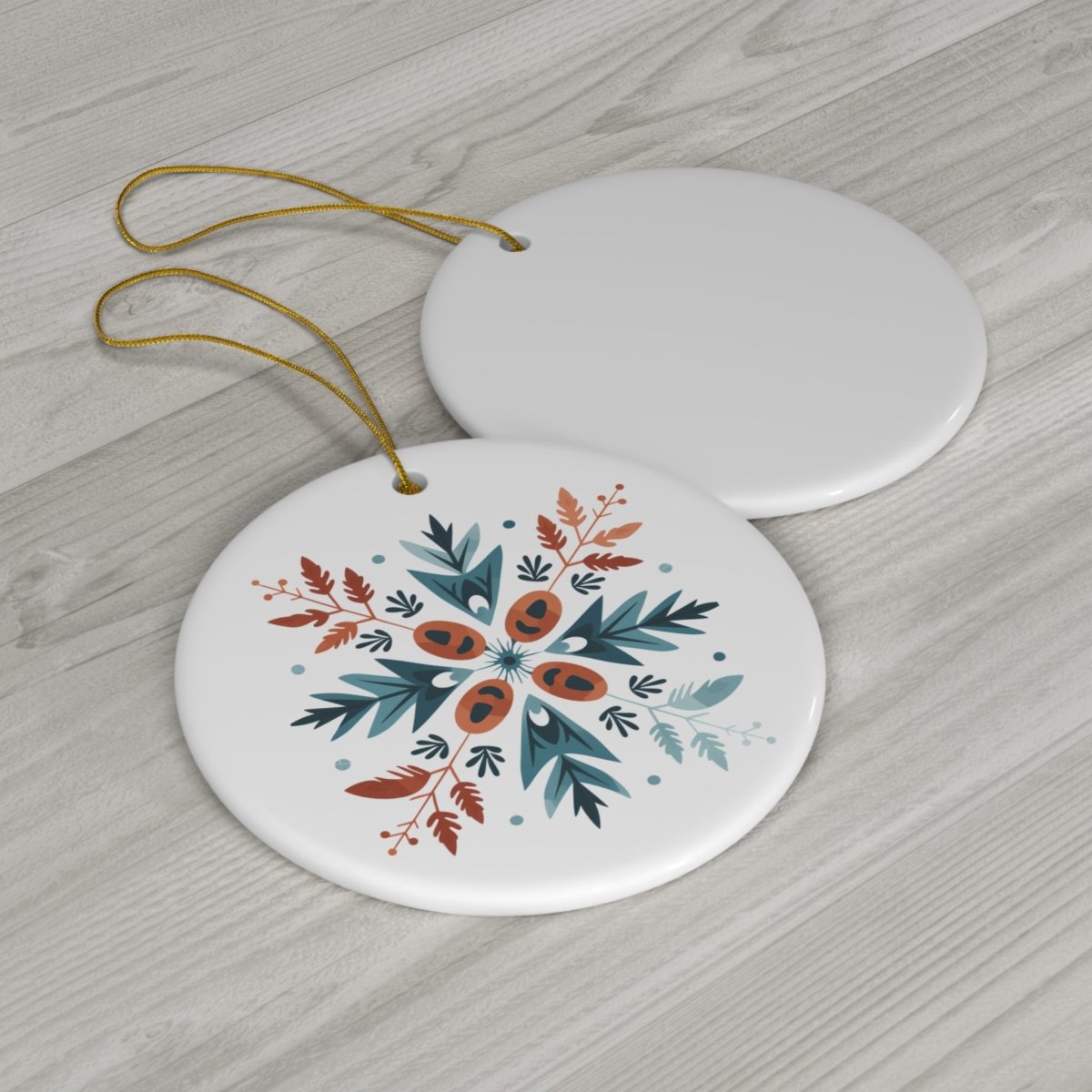 Ceramic Ornament - Scandinavian Snowflake Design