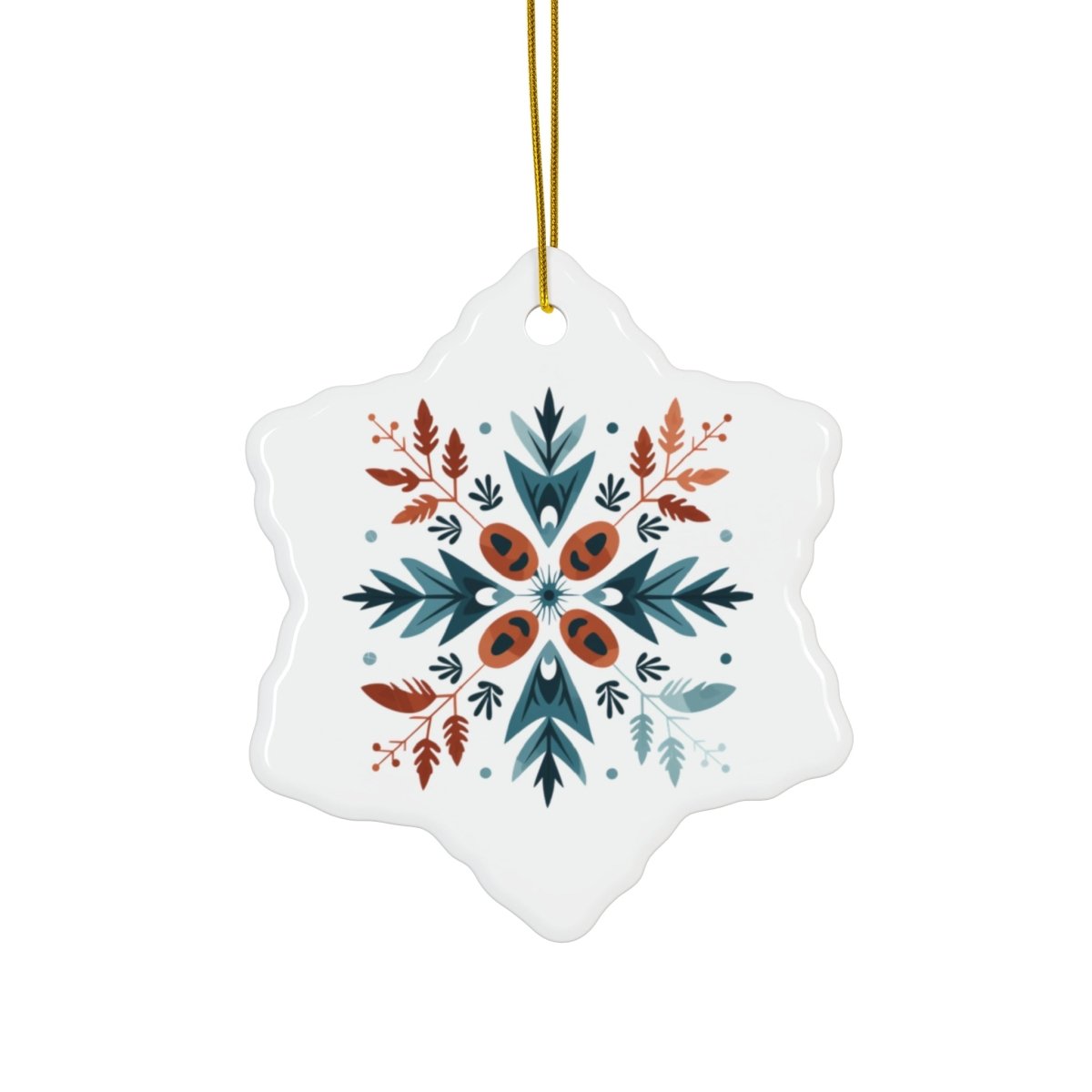 Ceramic Ornament - Scandinavian Snowflake Design