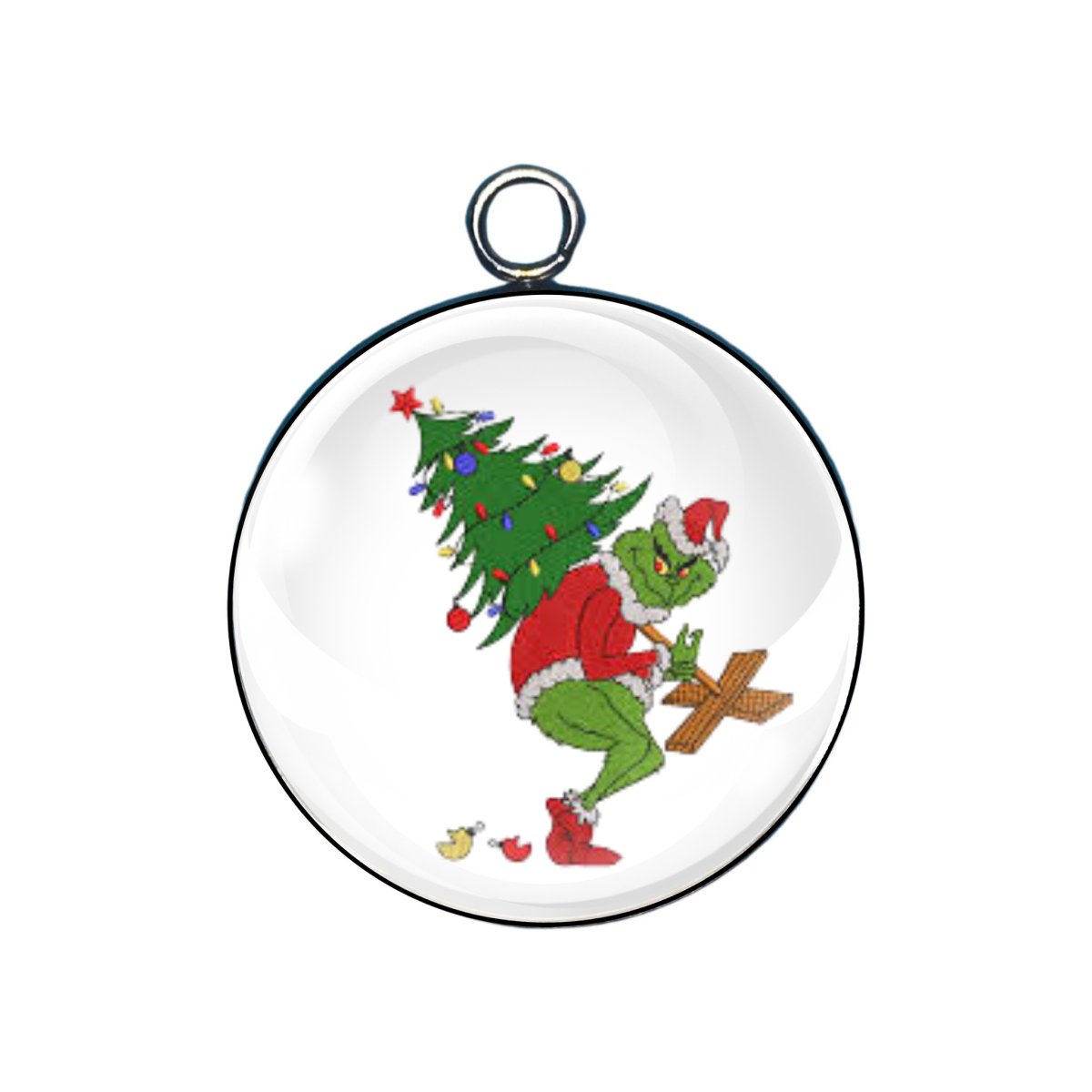 Cheer Grinch Glass Cabochon Charms