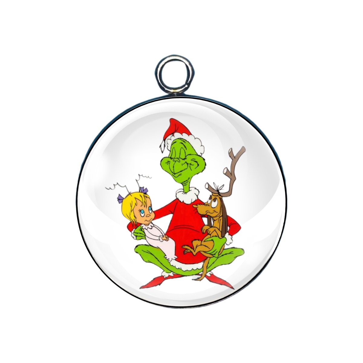 Cheer Grinch Glass Cabochon Charms