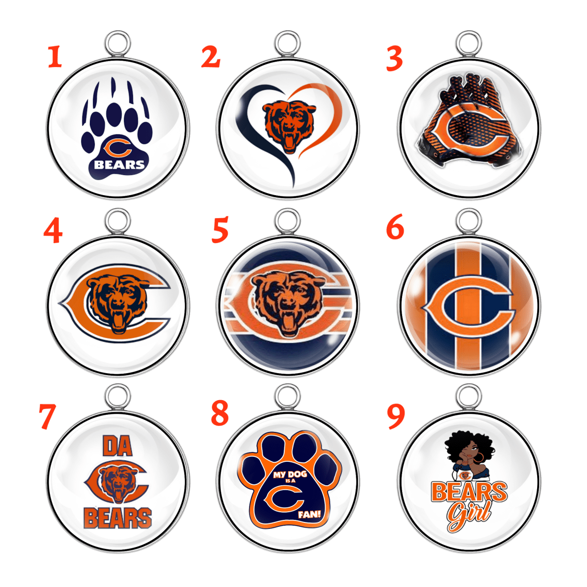 Chicago Bears Glass Cabochon Charms