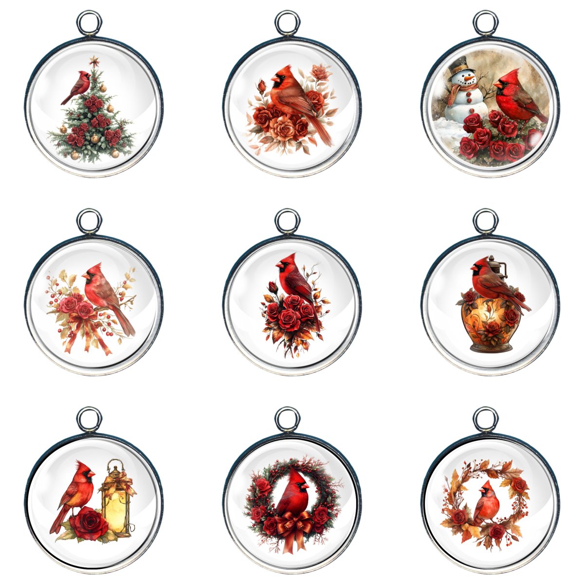 group of 9 cardinal charms