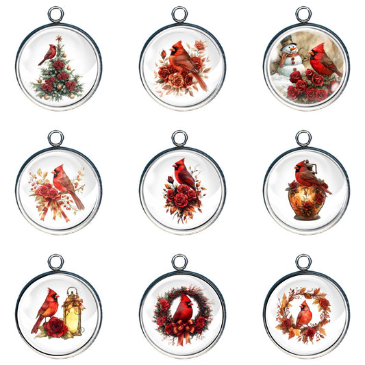 group of 9 cardinal charms