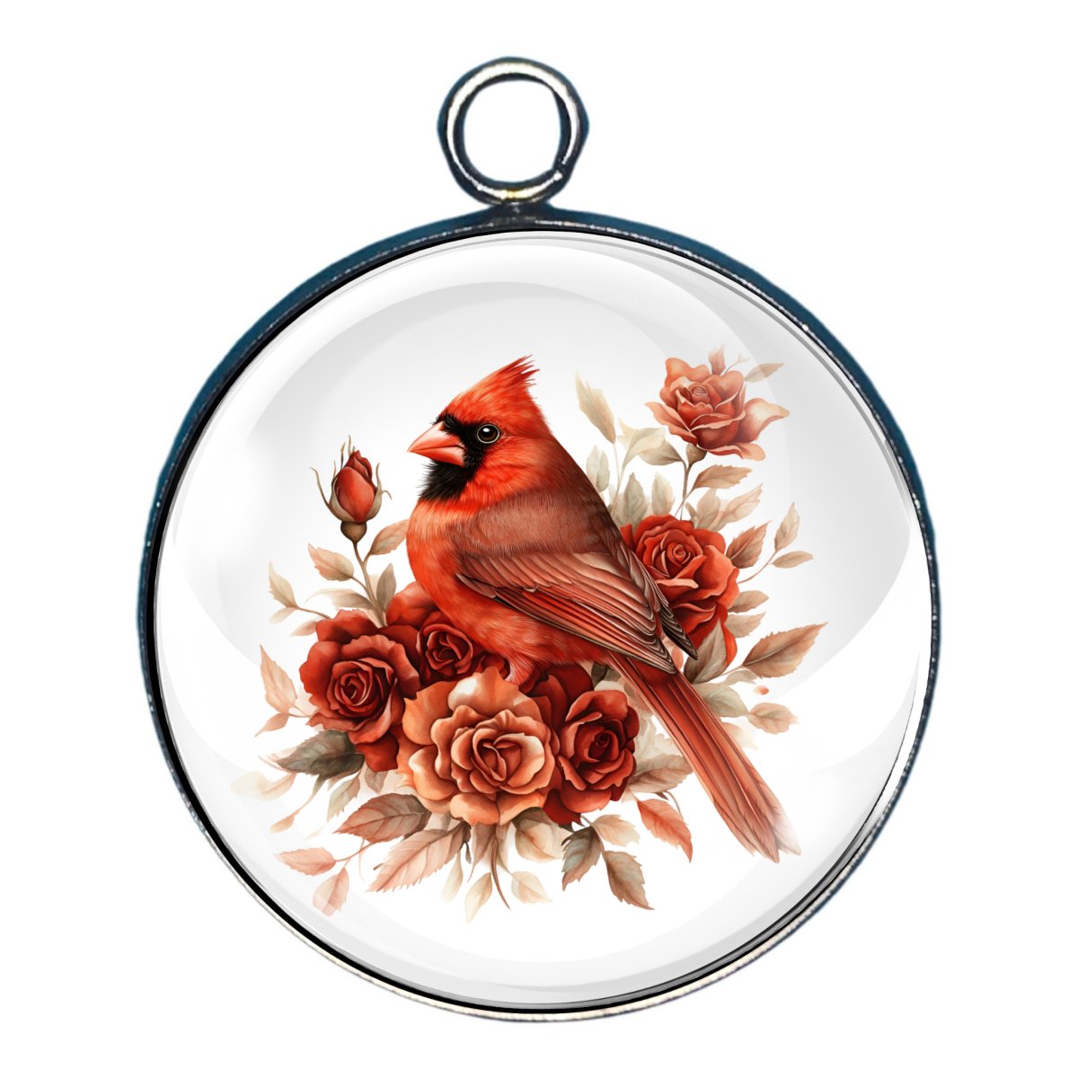 charm of a cardinal on roses