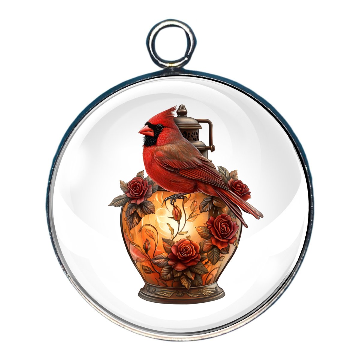 charm of a cardinal with a lantern