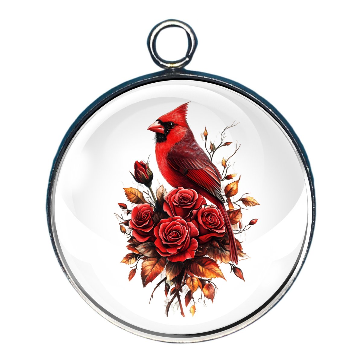 charm of a cardinal with flowers