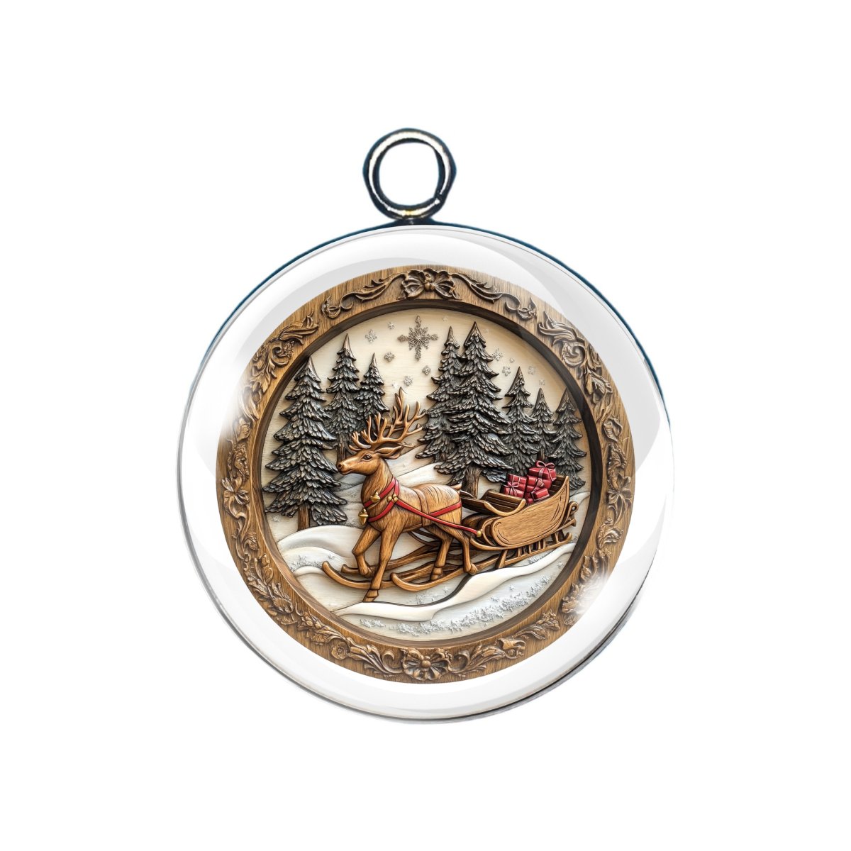 christmas scene glass cabochon charm