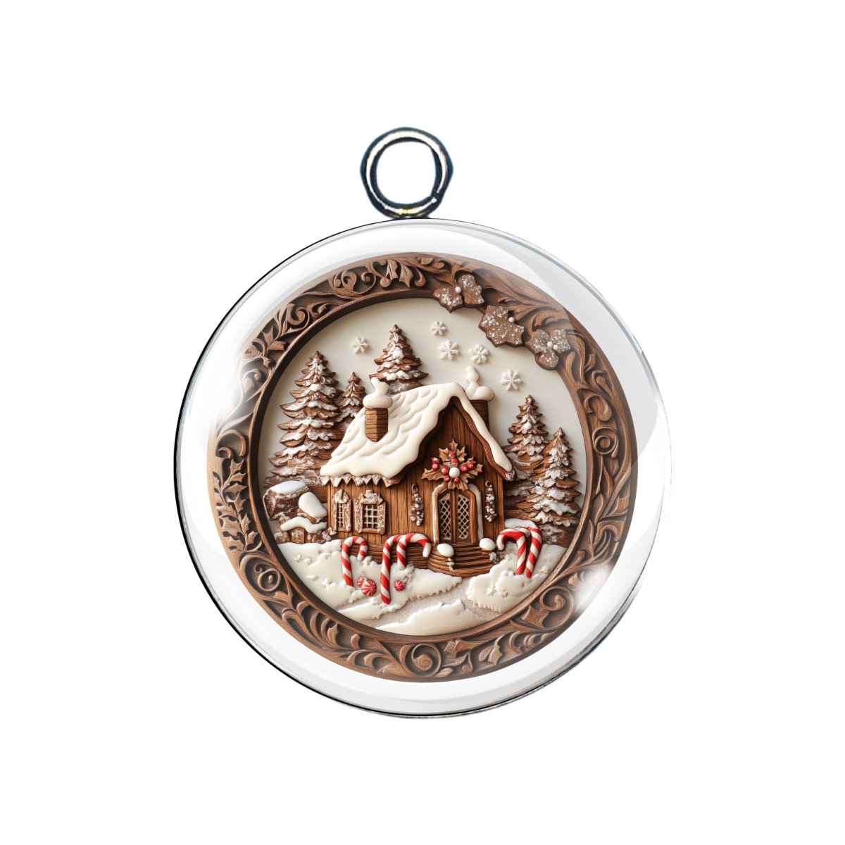 christmas scene glass cabochon charm