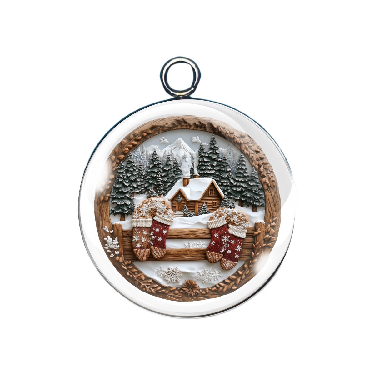 Christmas Charm Glass Cabochon Charms