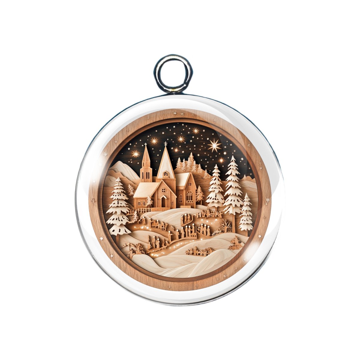 christmas scene glass cabochon charm