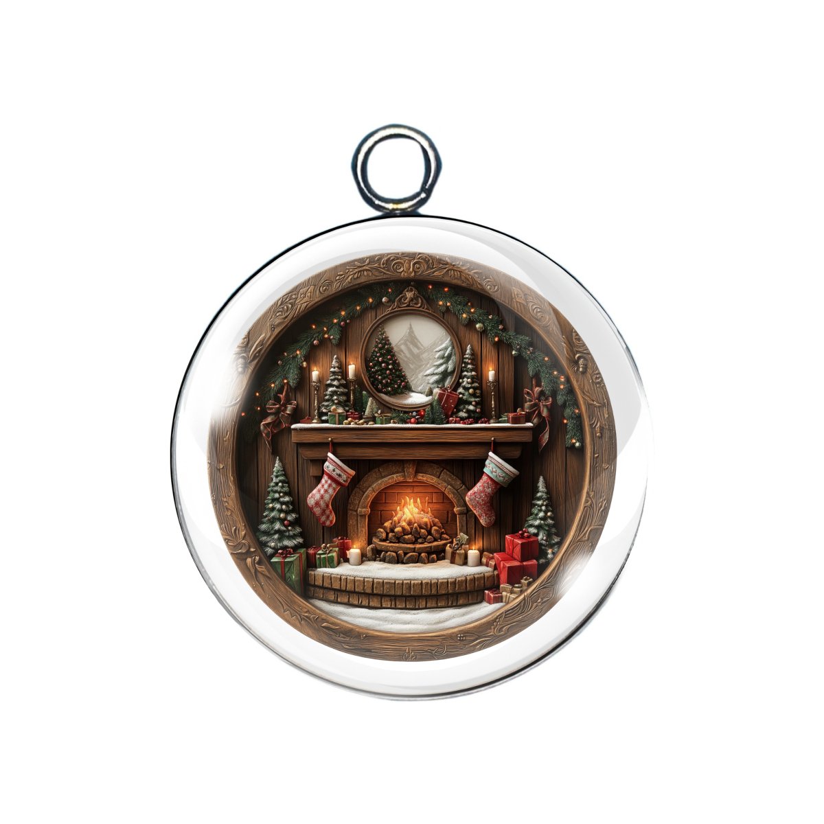 Christmas Charm Glass Cabochon Charms