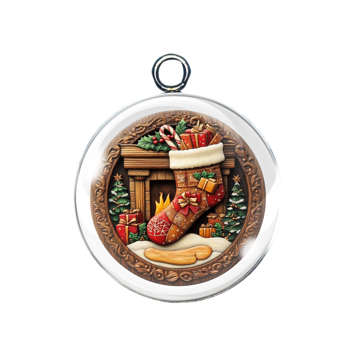 Christmas Charm Glass Cabochon Charms