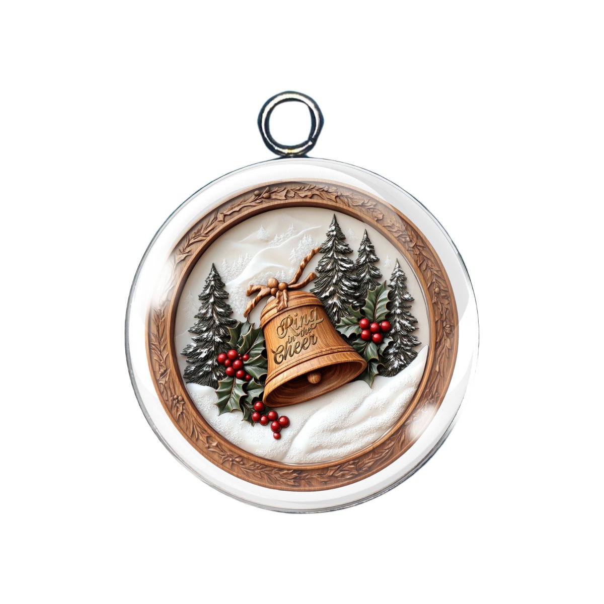 christmas scene glass cabochon charm