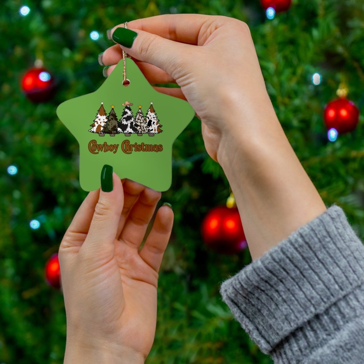 Christmas Cowboy Ceramic Ornament