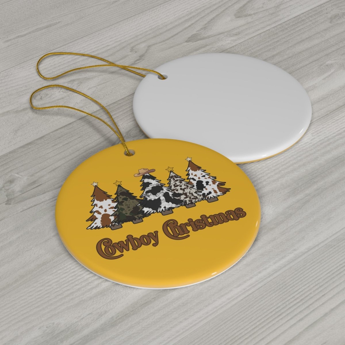 Christmas Cowboy Ceramic Ornament