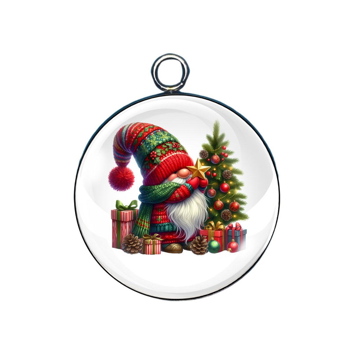 Christmas gnome glass cabochon charm