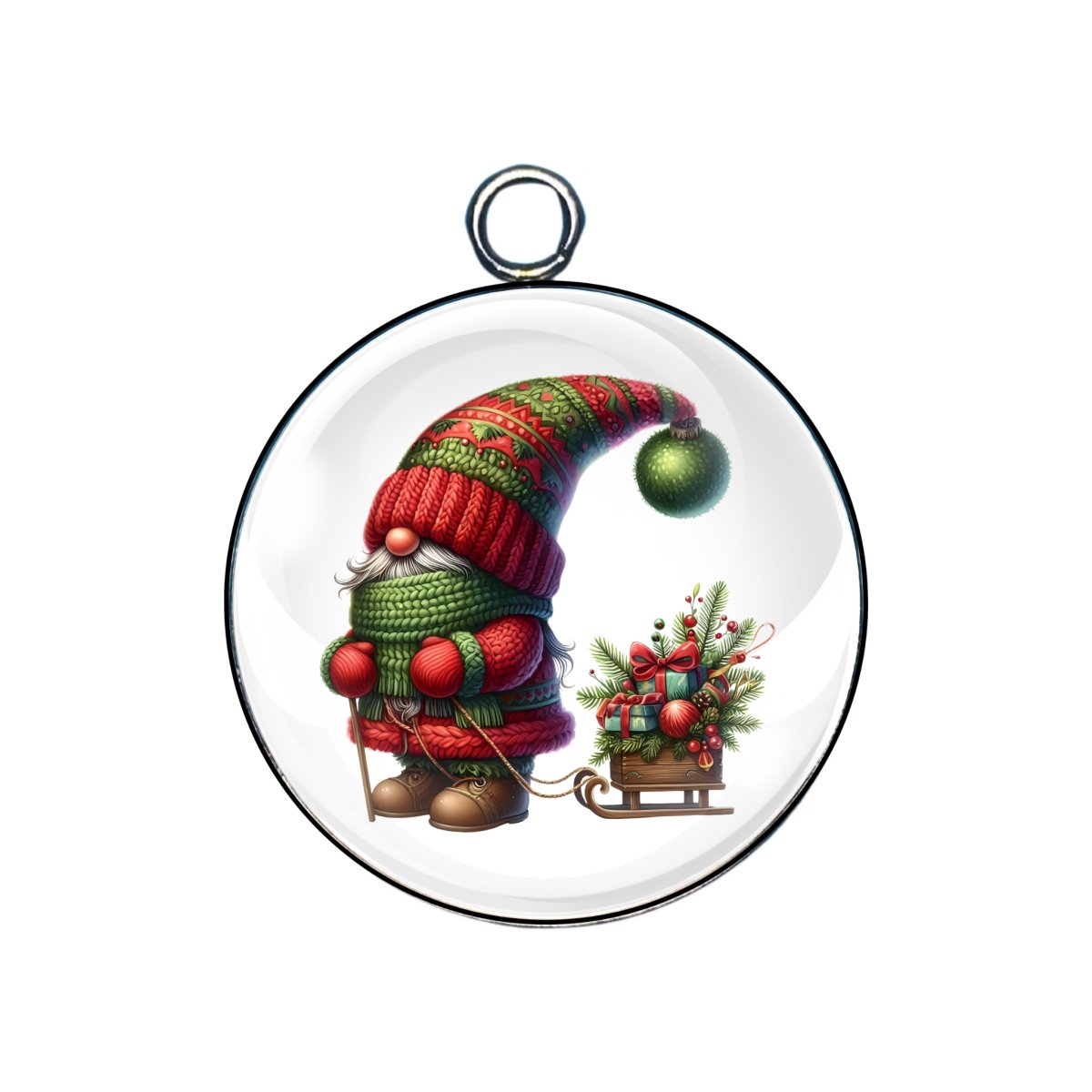 Christmas gnome glass cabochon charm