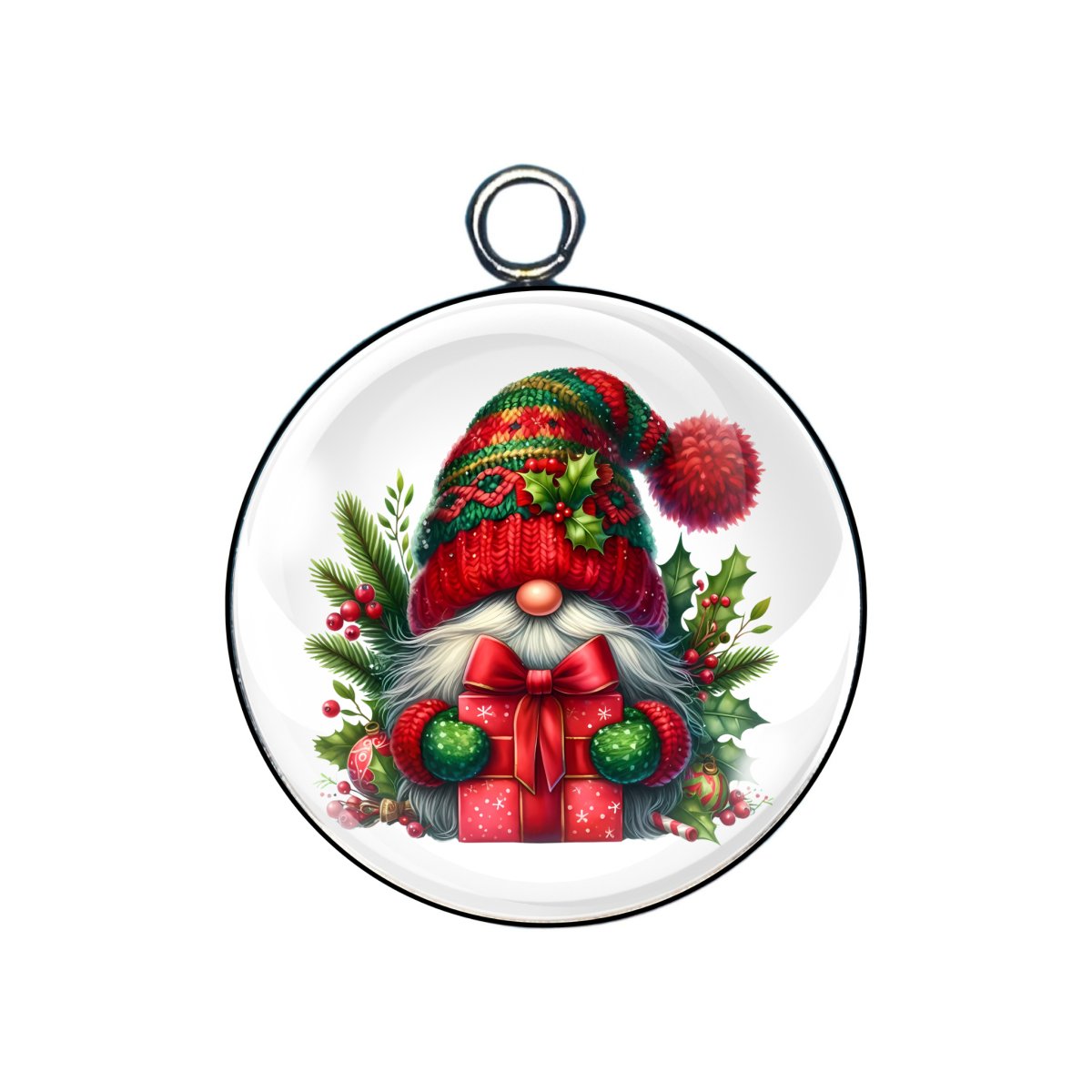 Christmas gnome glass cabochon charm