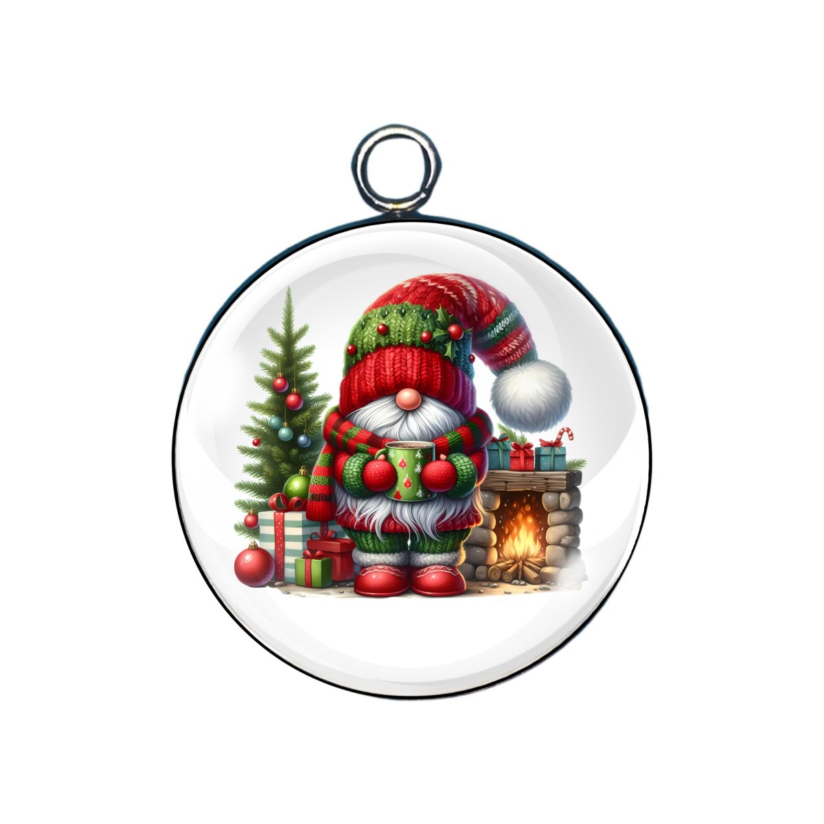 Christmas gnome glass cabochon charm