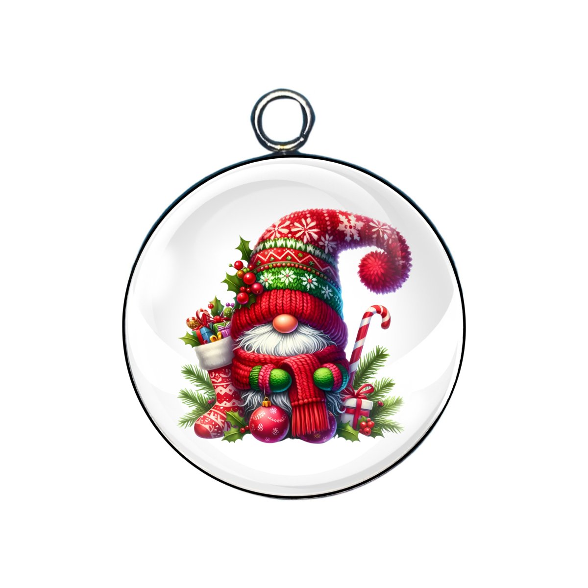 Christmas gnome glass cabochon charm