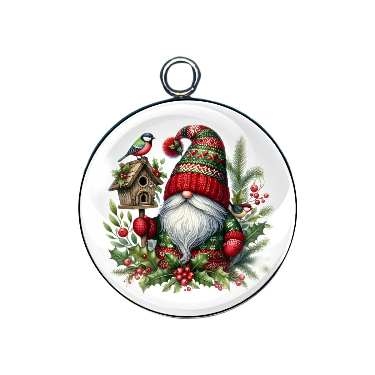 Christmas gnome glass cabochon charm