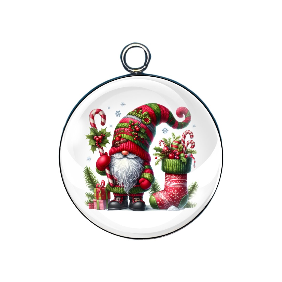 Christmas gnome glass cabochon charm