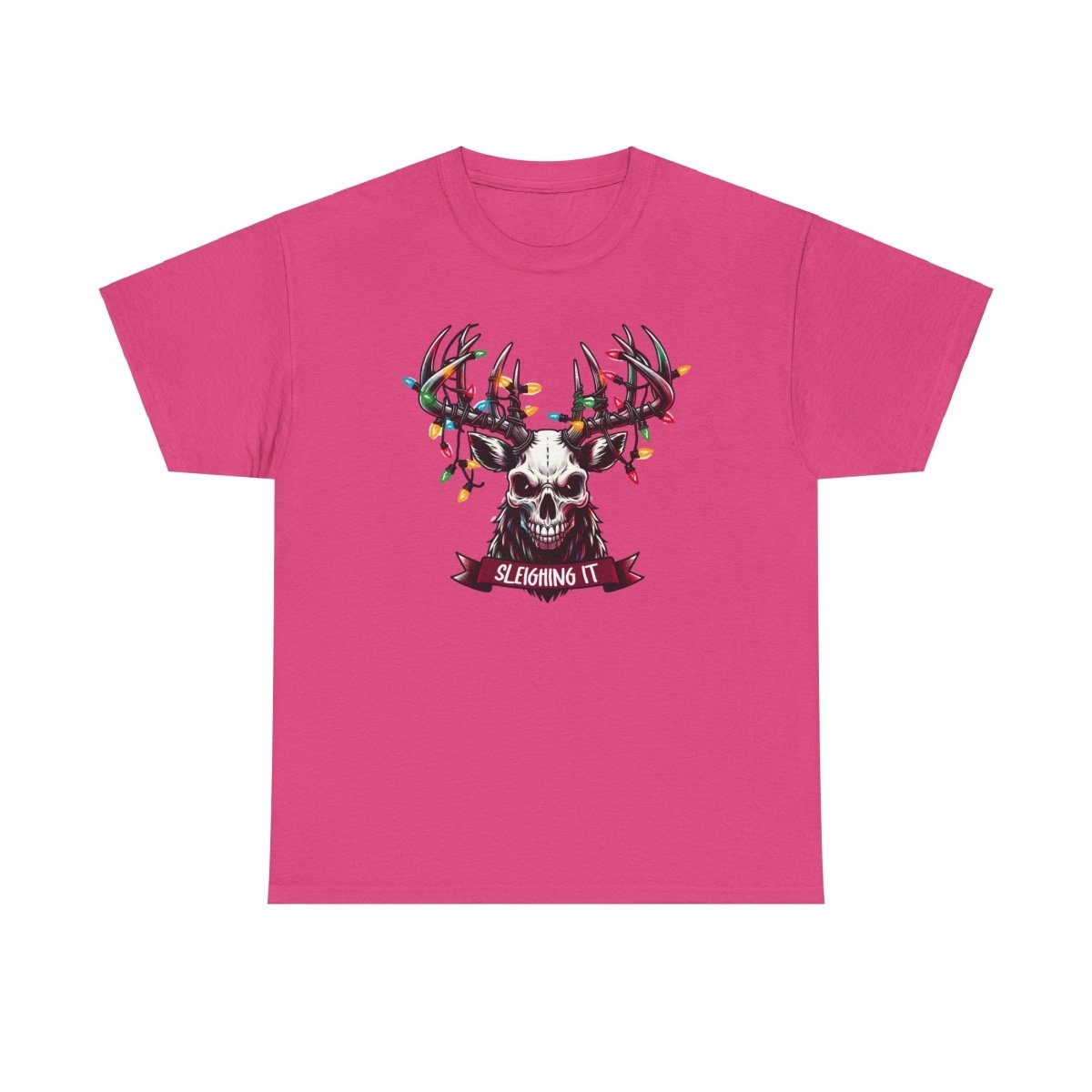 Christmas Reindeer Tee, Sleighing It Unisex Heavy Cotton Tee