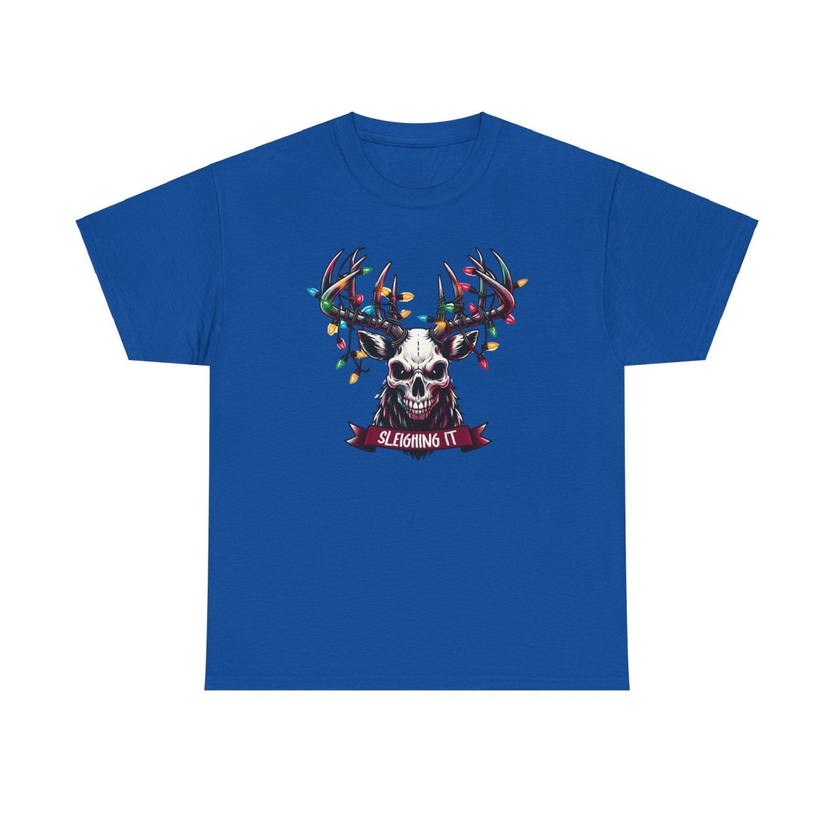 Christmas Reindeer Tee, Sleighing It Unisex Heavy Cotton Tee