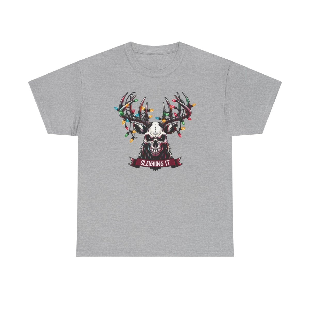 Christmas Reindeer Tee, Sleighing It Unisex Heavy Cotton Tee