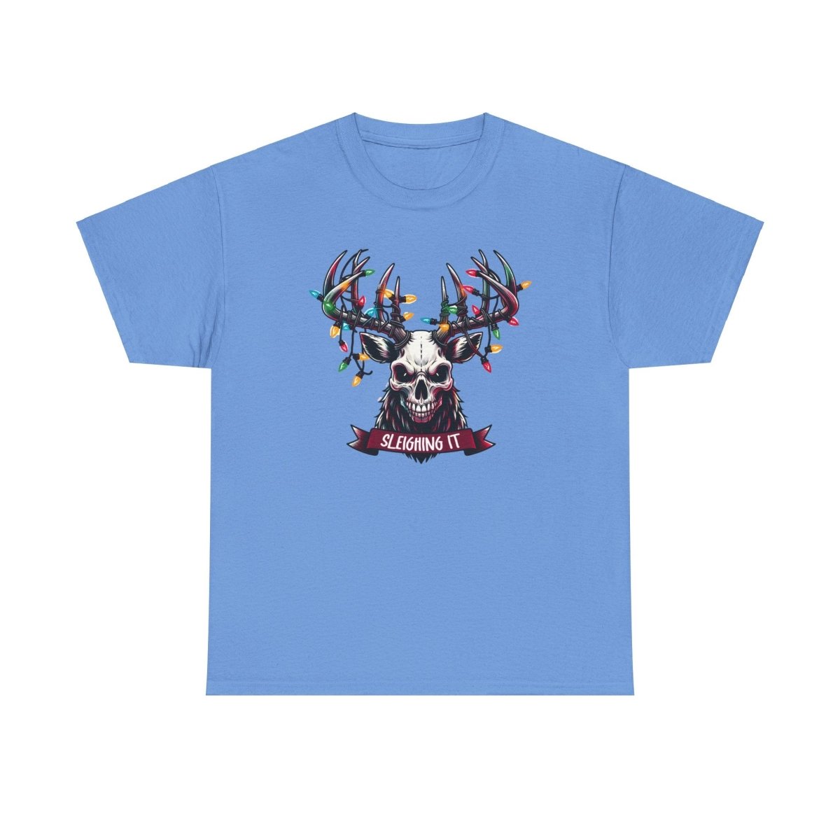 Christmas Reindeer Tee, Sleighing It Unisex Heavy Cotton Tee