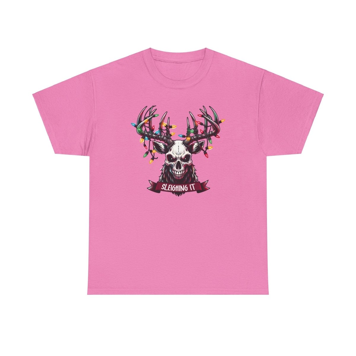 Christmas Reindeer Tee, Sleighing It Unisex Heavy Cotton Tee