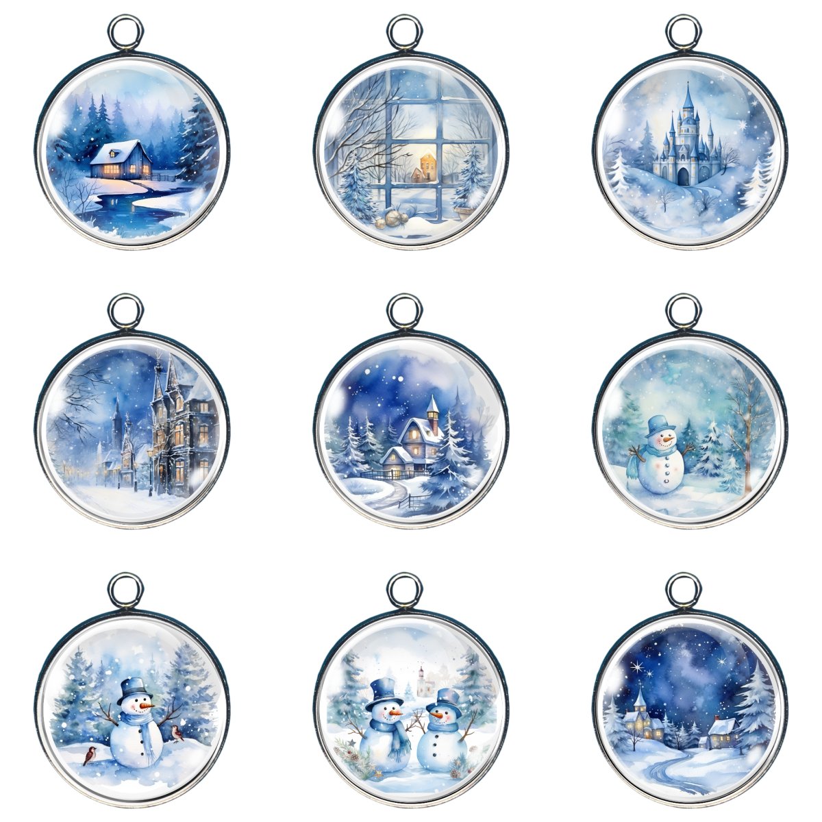 Group of charms depicting christmas scenes