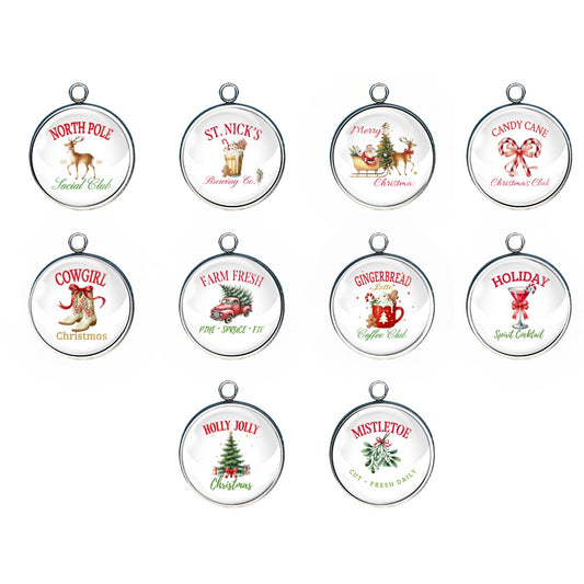 Group of 10 Charms featuring festive christmas signs/ wording and picture