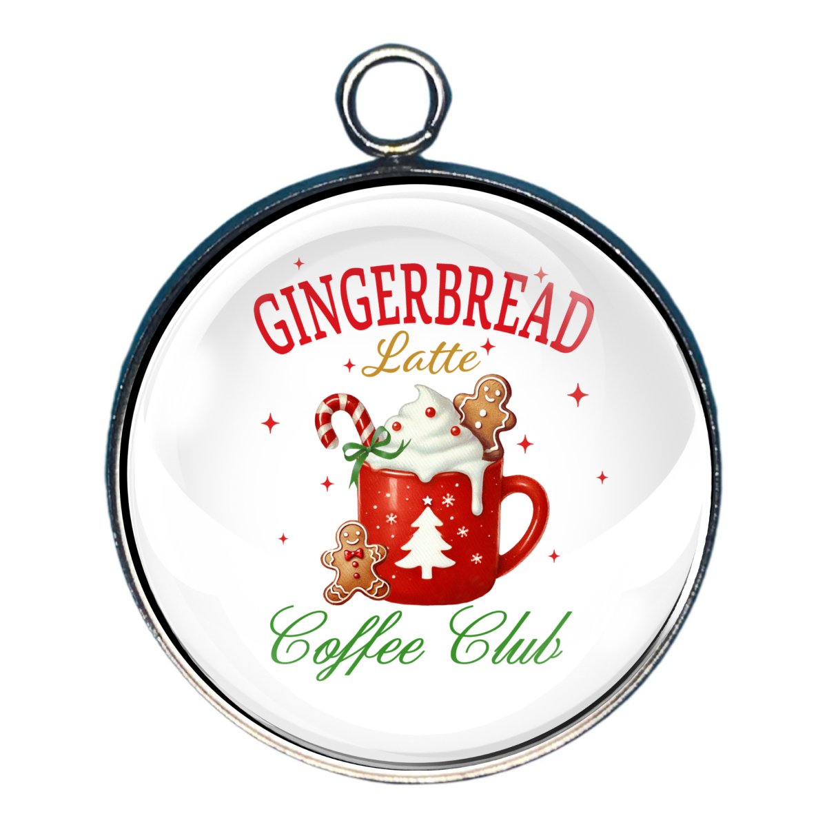 Charm featuring a festive beverage and the words Gingerbread Latte Coffee Club