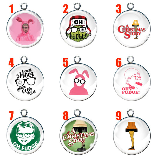 9 Christmas Story glass cabochon charms