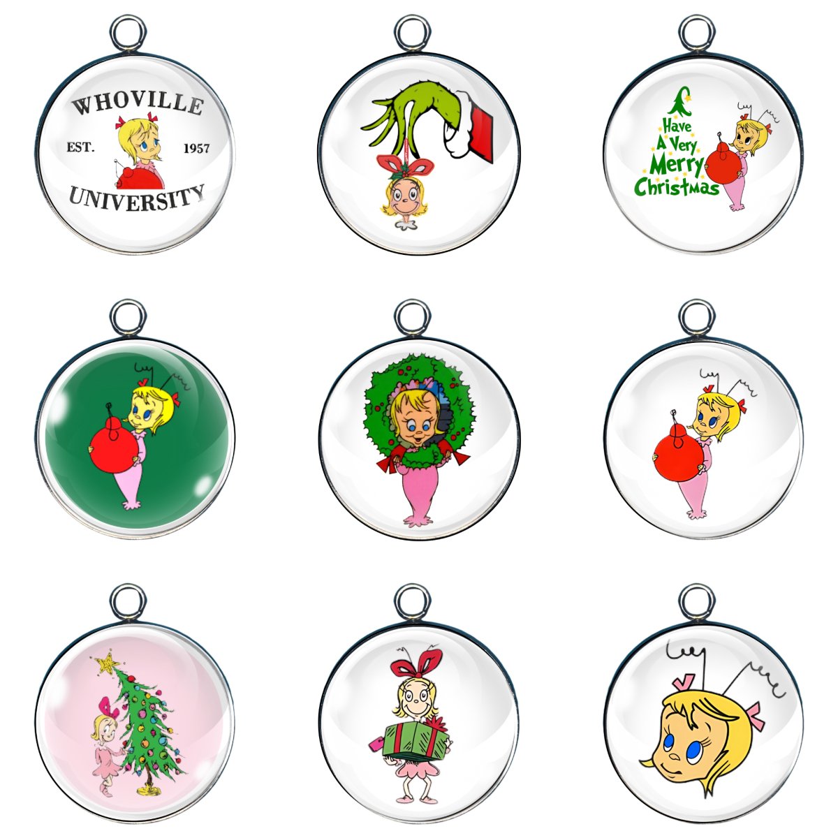 Cindy Lou Who Glass Cabochon Charms