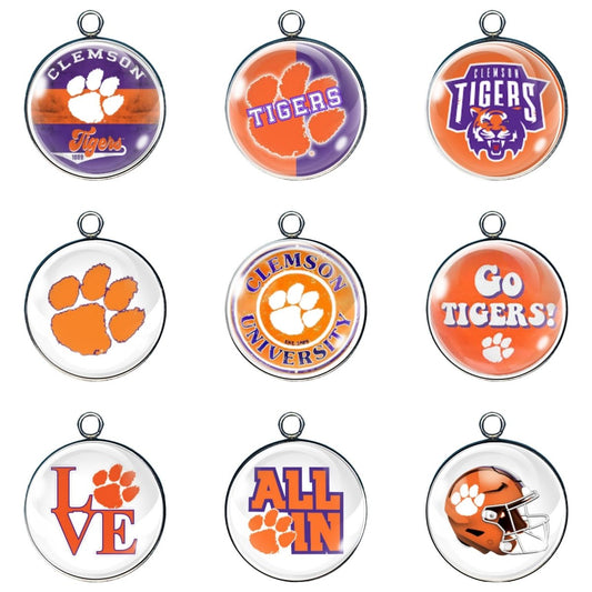 9 Clemson Tigers glass cabochon charms