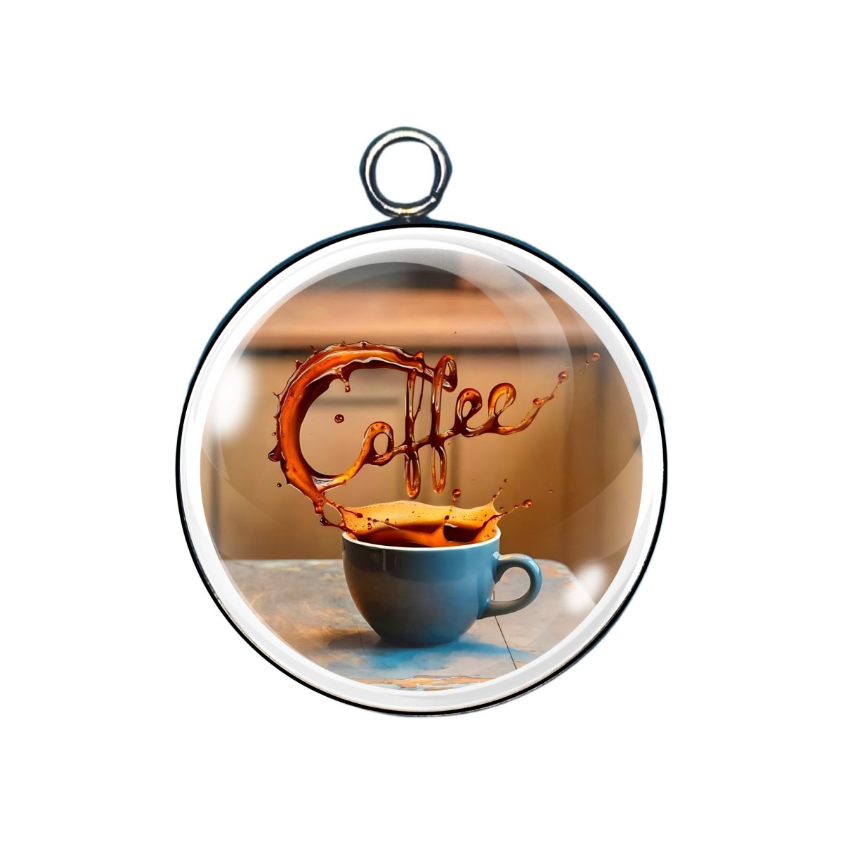 coffee junkie glass cabochon charm