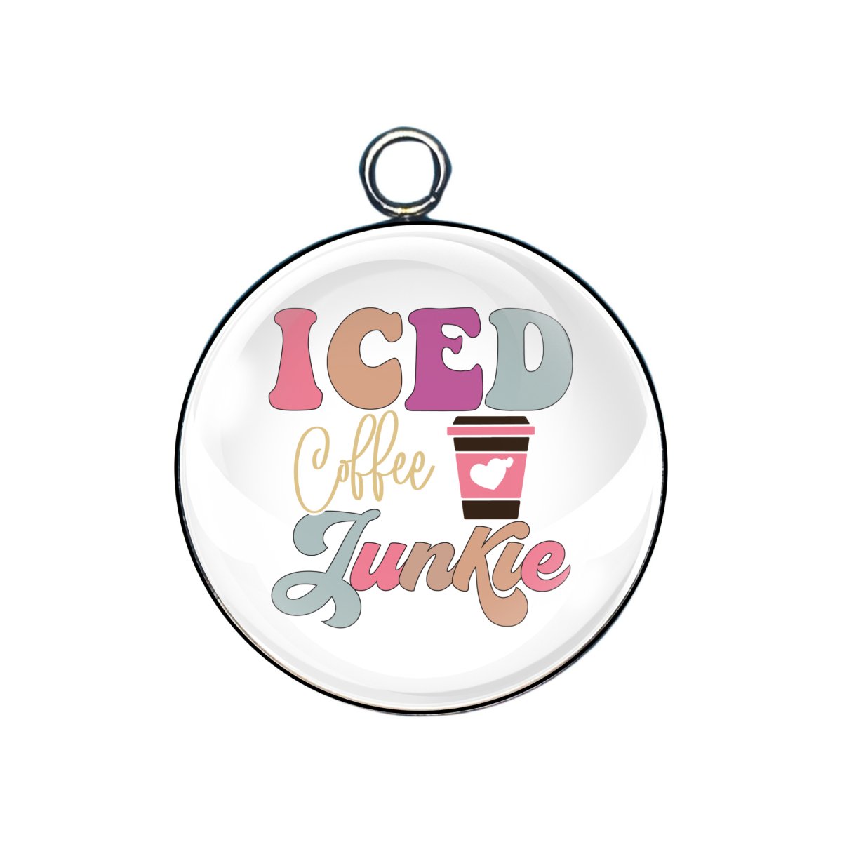 Coffee Junkie Glass Cabochon Charms