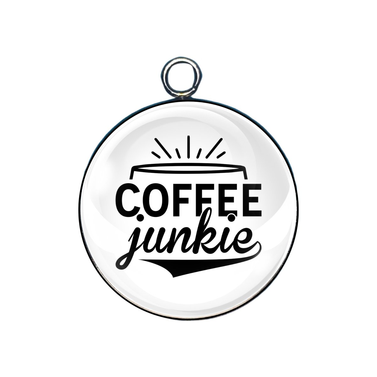 coffee junkie glass cabochon charm