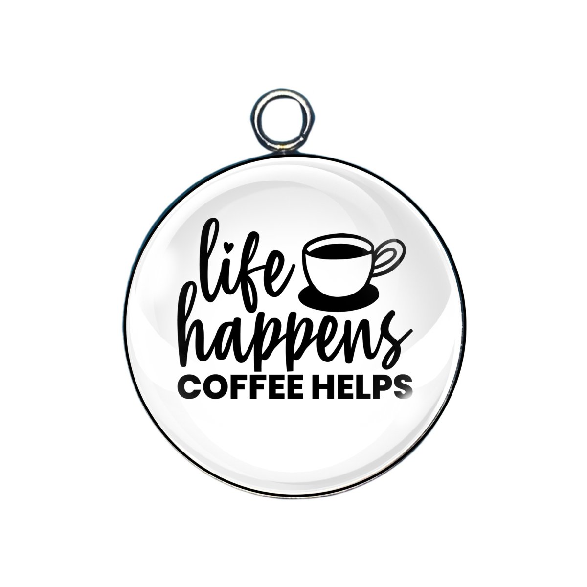 coffee junkie glass cabochon charm