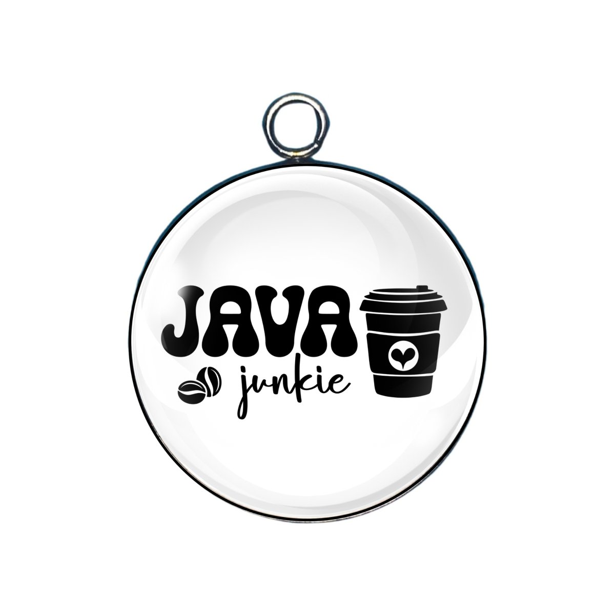 coffee junkie glass cabochon charm