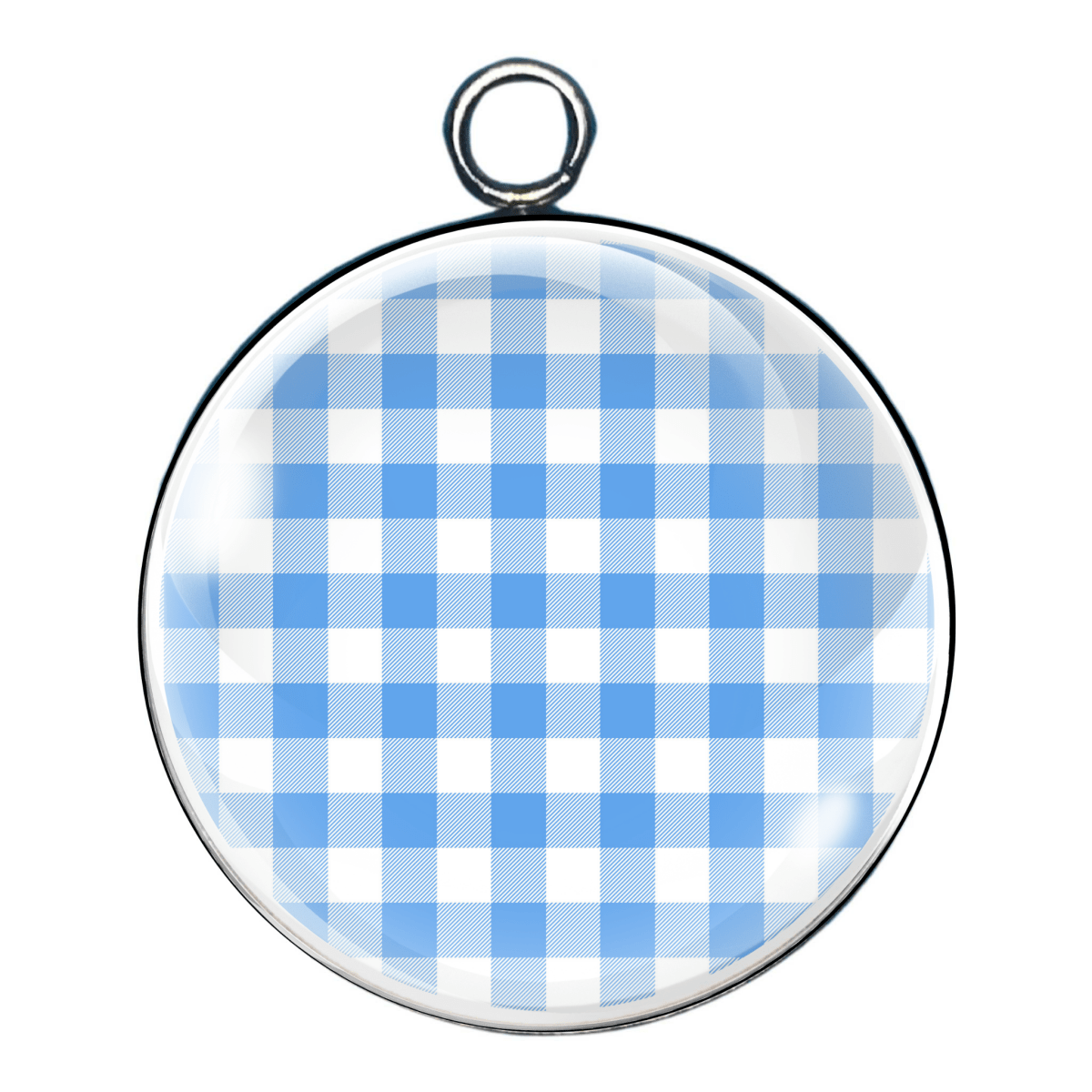 Colorful Plaid Print Glass Cabochon Charms