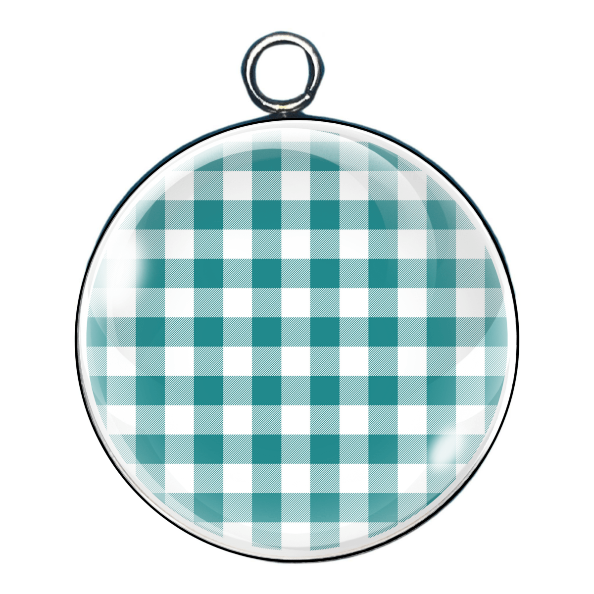 Colorful Plaid Print Glass Cabochon Charms