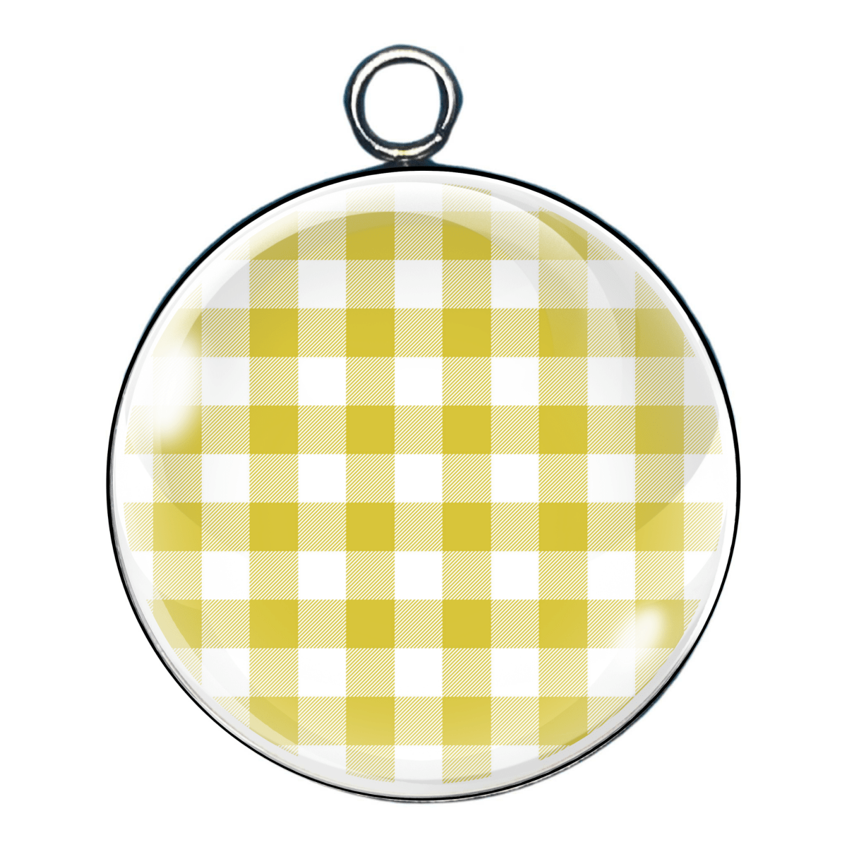Colorful Plaid Print Glass Cabochon Charms